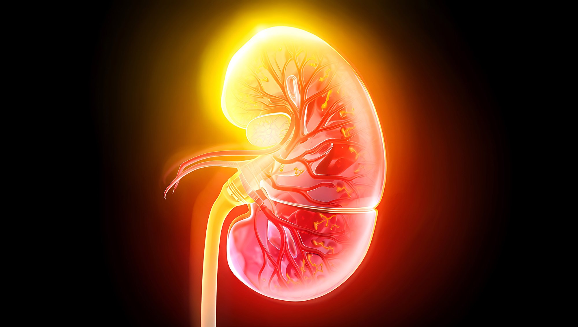 Nierensteine in der Niere – Darstellung von Kristallablagerungen im Harnsystem bei Männern